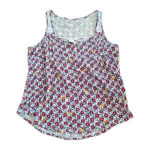 Lucky Brand Womens Size Small Floral red Sleeveless Tank Top Shirt Lace NWOT